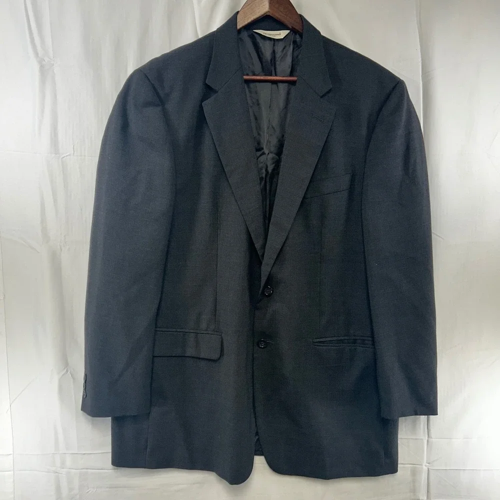 Pronto Uomo Blazer Mens 44 Long Charcoal Gray Lessona Wool Natural Stretch Italy